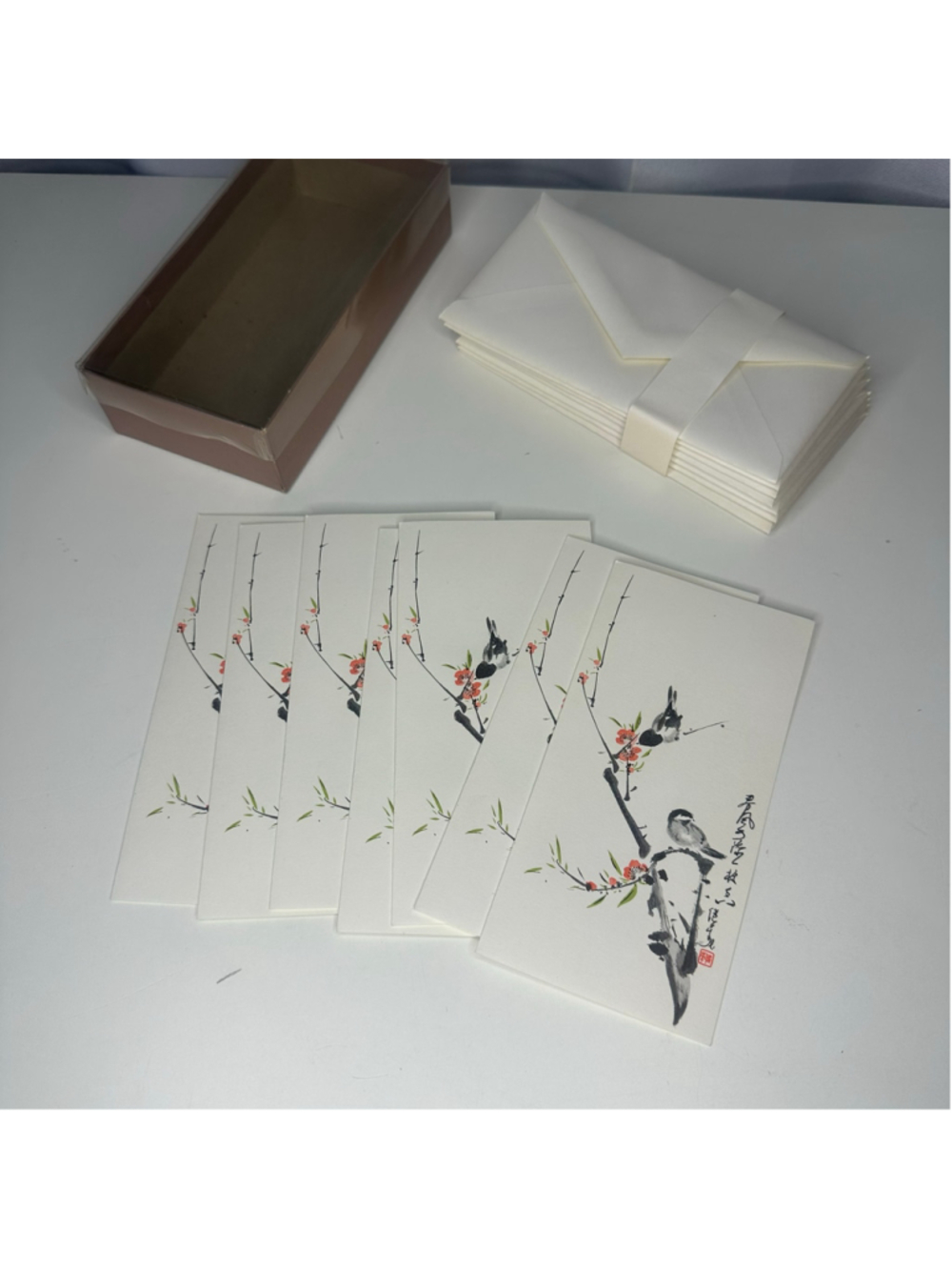 Vintage Eaton's Oriental Notes Stationery Card Envelope Set of 7 Japanese Birds